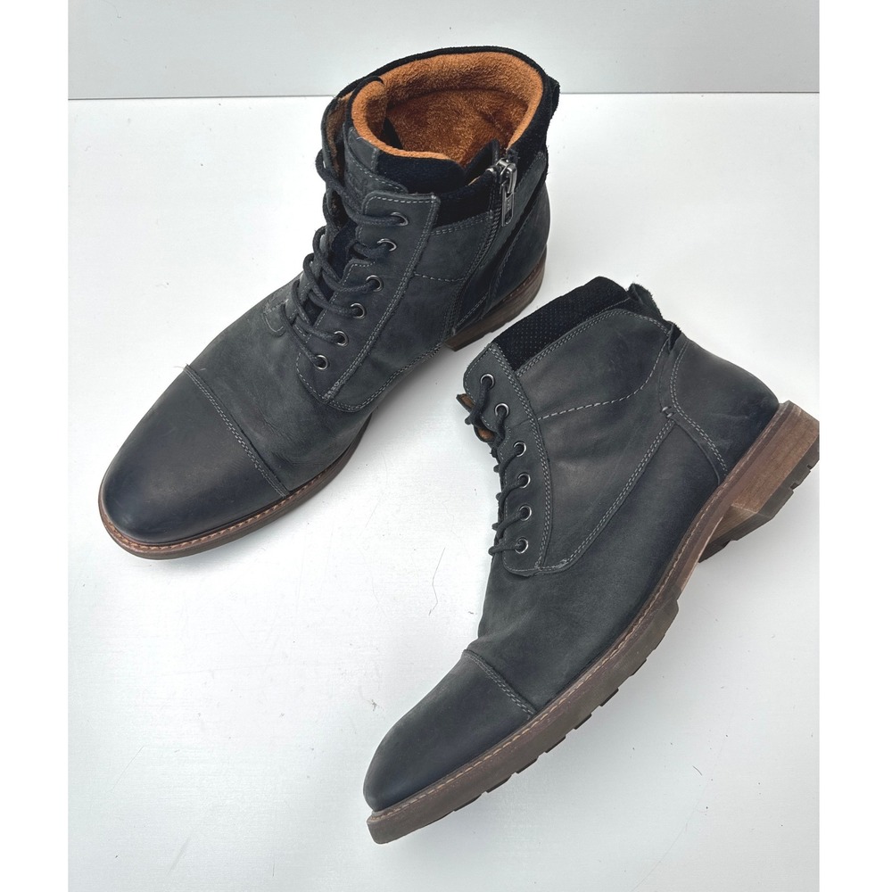 Florsheim Nomad Cap Toe Leather Boots Charcoal Grey Side Zip Mens 11 M